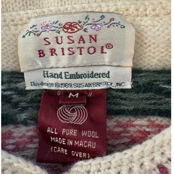 Susan Bristol Embroidered Cardigan Wool Floral Medium - Picture 5 of 5